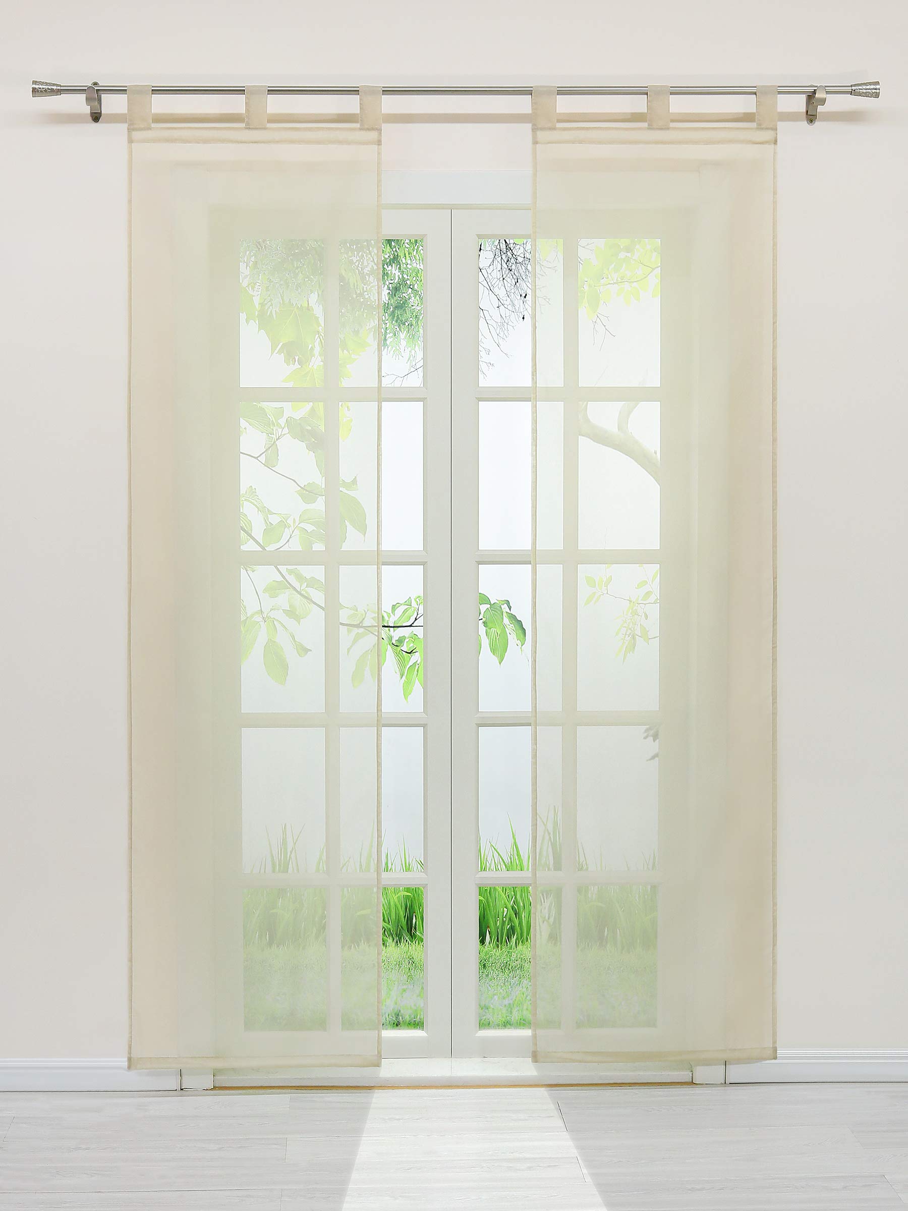 Cortina transparente de salon translúcida 175x57 para ventanas juego de dos paneles con ollaos