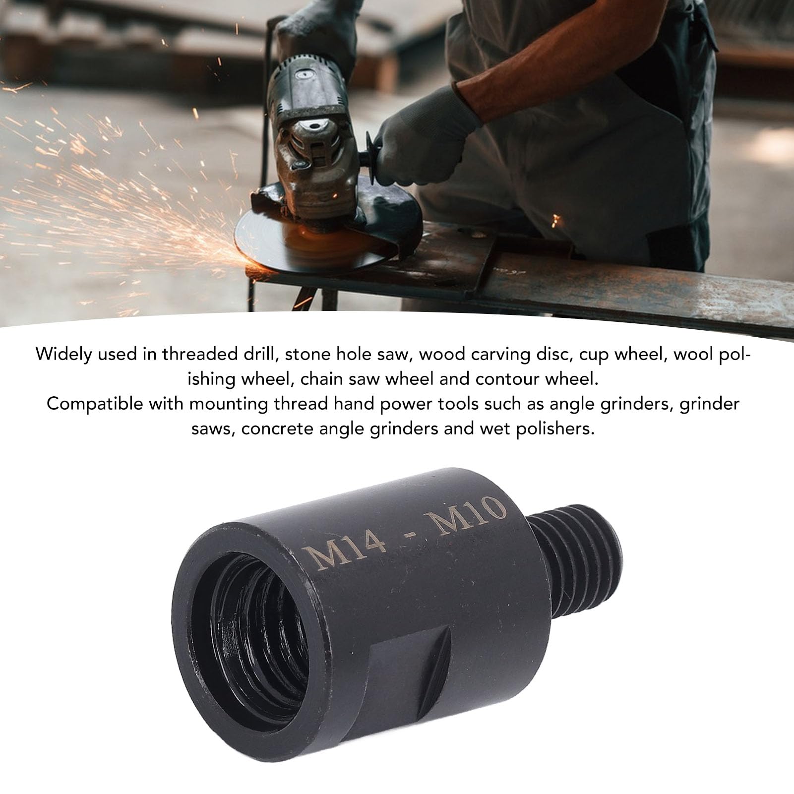 2 Pezzi Adattatore Convertitore per Smerigliatrice Angolare, Adattatore per Smerigliatrice Angolare M10-M14 In Acciaio Crv Con Connettore da Femmina A Maschio per Albero Smerigliatrice (M14 a M10)