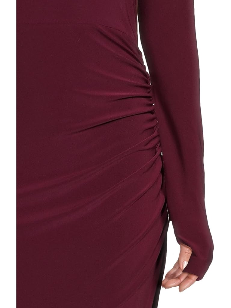 Purple Norma Kamali Long Sleeve Turtle Neck Side Drape Gown (25)