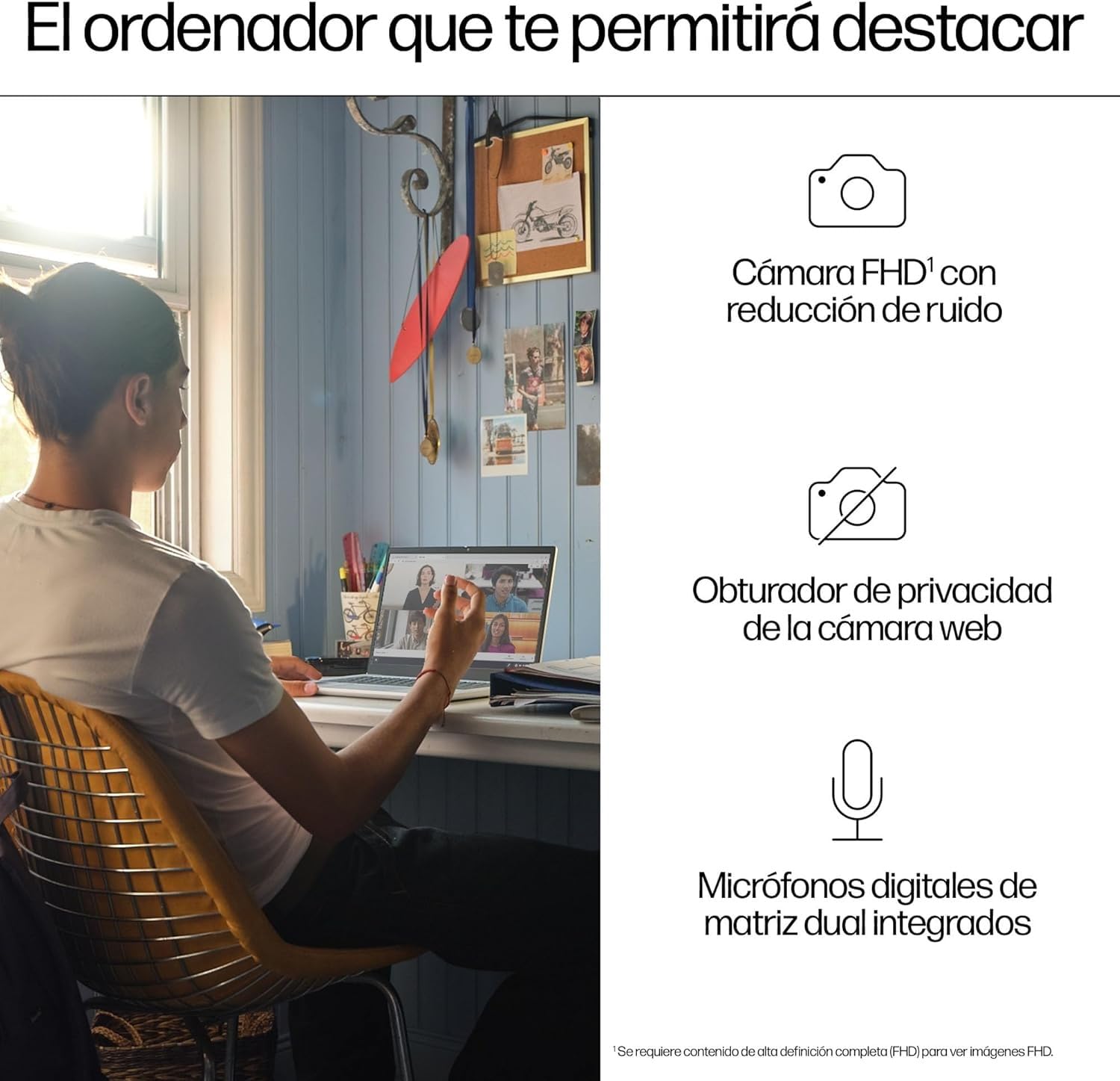 HP Chromebook - Ordenador portátil de Google 14" FHD (Intel N100, 8GB RAM, 128GB eMMC, ChromeOS) + Suscripción Google AI Pro con Gemini Pro y 5TB de Almacenamiento Durante 3 Meses - QWERTY Español