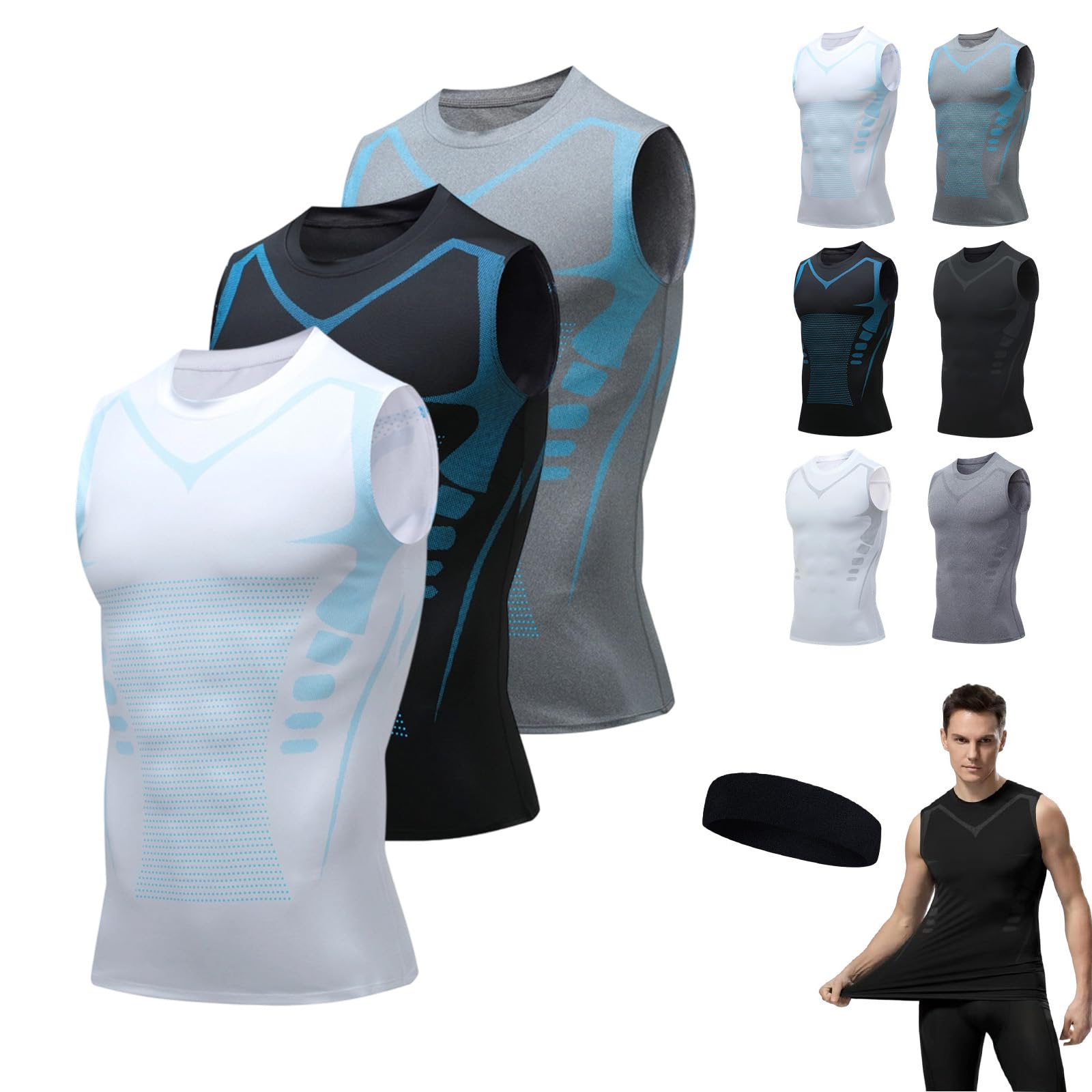 North Alpine - Gilet a compressione da uomo, traspirante, per corsa, palestra, allenamento
