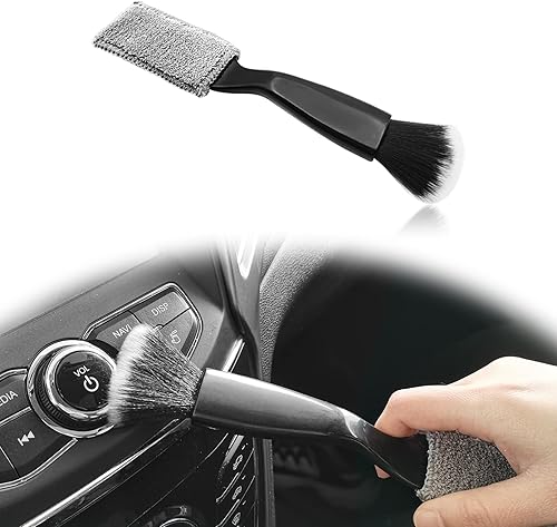 Cepillo de doble cabeza para limpieza de automóvil, mini cepillos de detalles de mano para vehículos, limpieza de automóvil, salida de aire, cepillo