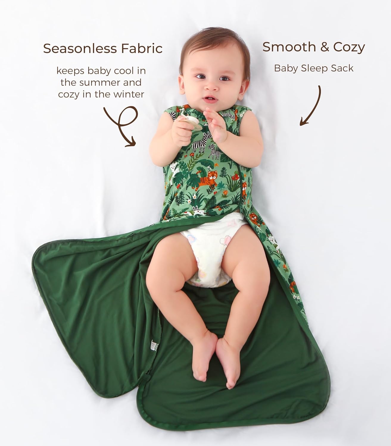 Baby Sleep Sack Soft Wearable Blanket 2-Way Zipper Sleeping Bag for Girls Boys 0-3T, Viscose Made from Bamboo