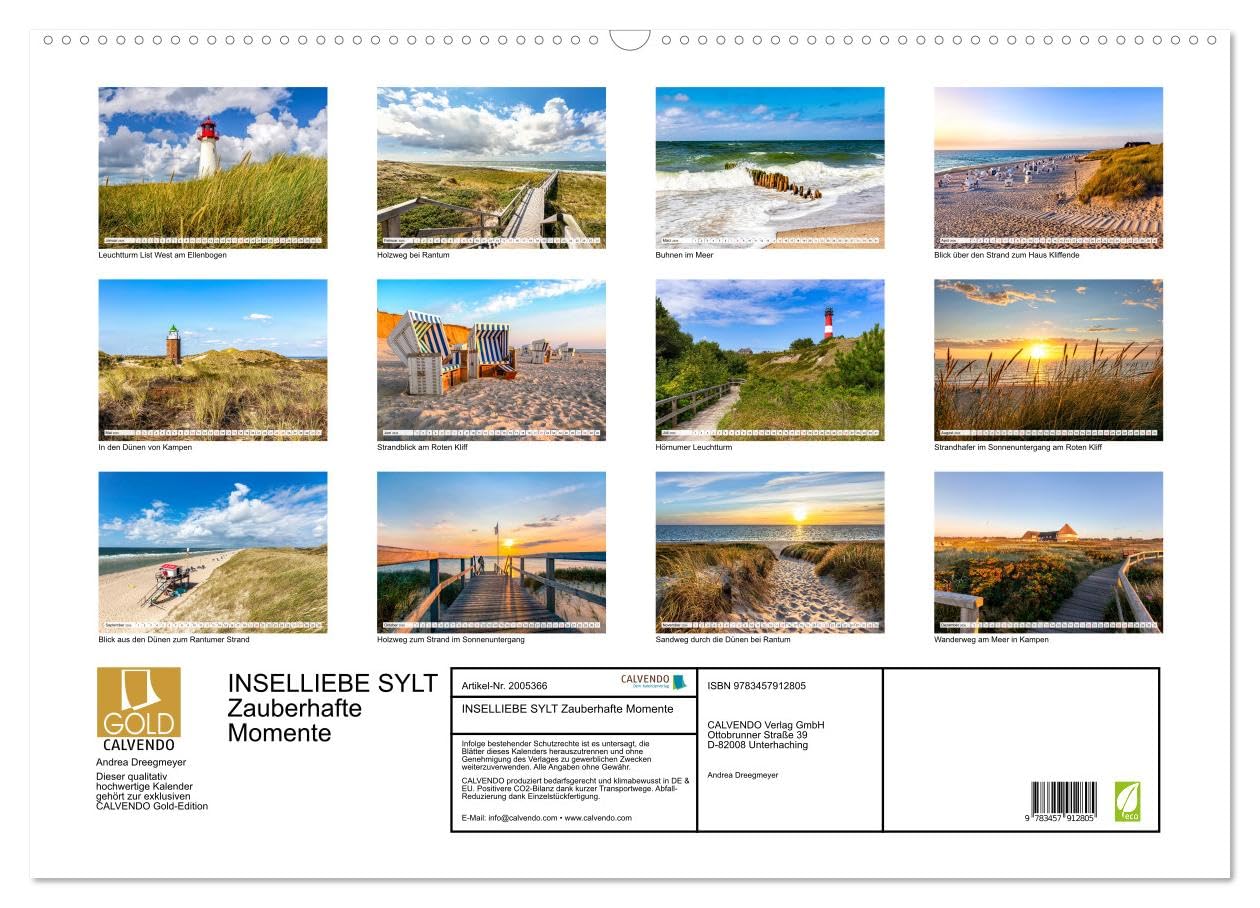 INSELLIEBE SYLT Zauberhafte Momente (Wandkalender 2026 DIN A2 quer), CALVENDO Monatskalender: Herrliche Naturaufnahmen von der Insel (CALVENDO Natur)