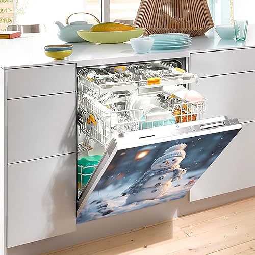 Miniatura 5 de Kigai Snowman Dishwasher Door Cover Reusable Trimmable Kitchen Fridge Front Decal Magnetic Home Decor Refrigerator Magnet Decal Panels 23" Wx26 H