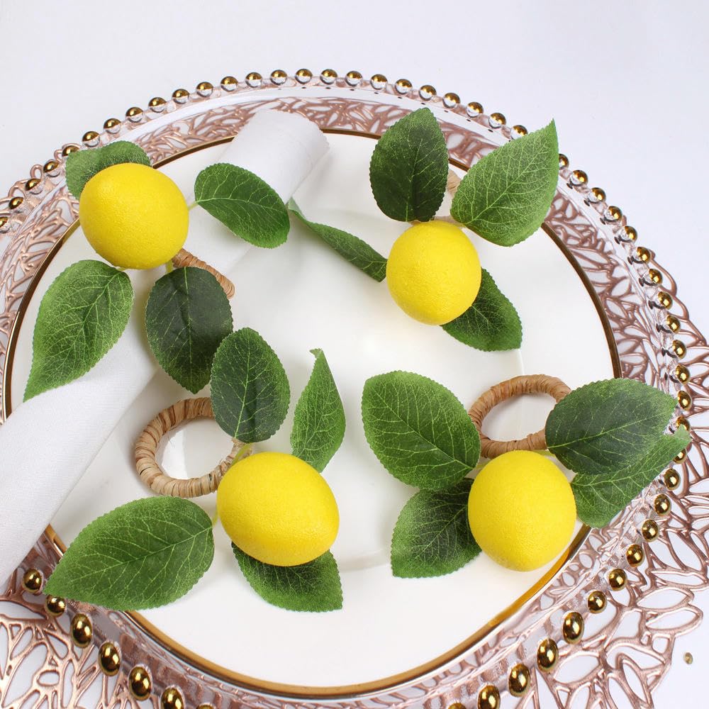 Rond De Serviette De Table Lot de 50 Ronds De Serviette Citron Jaunes pour Mariage Hôtel Vacances Dîner De Famille Anniversaire