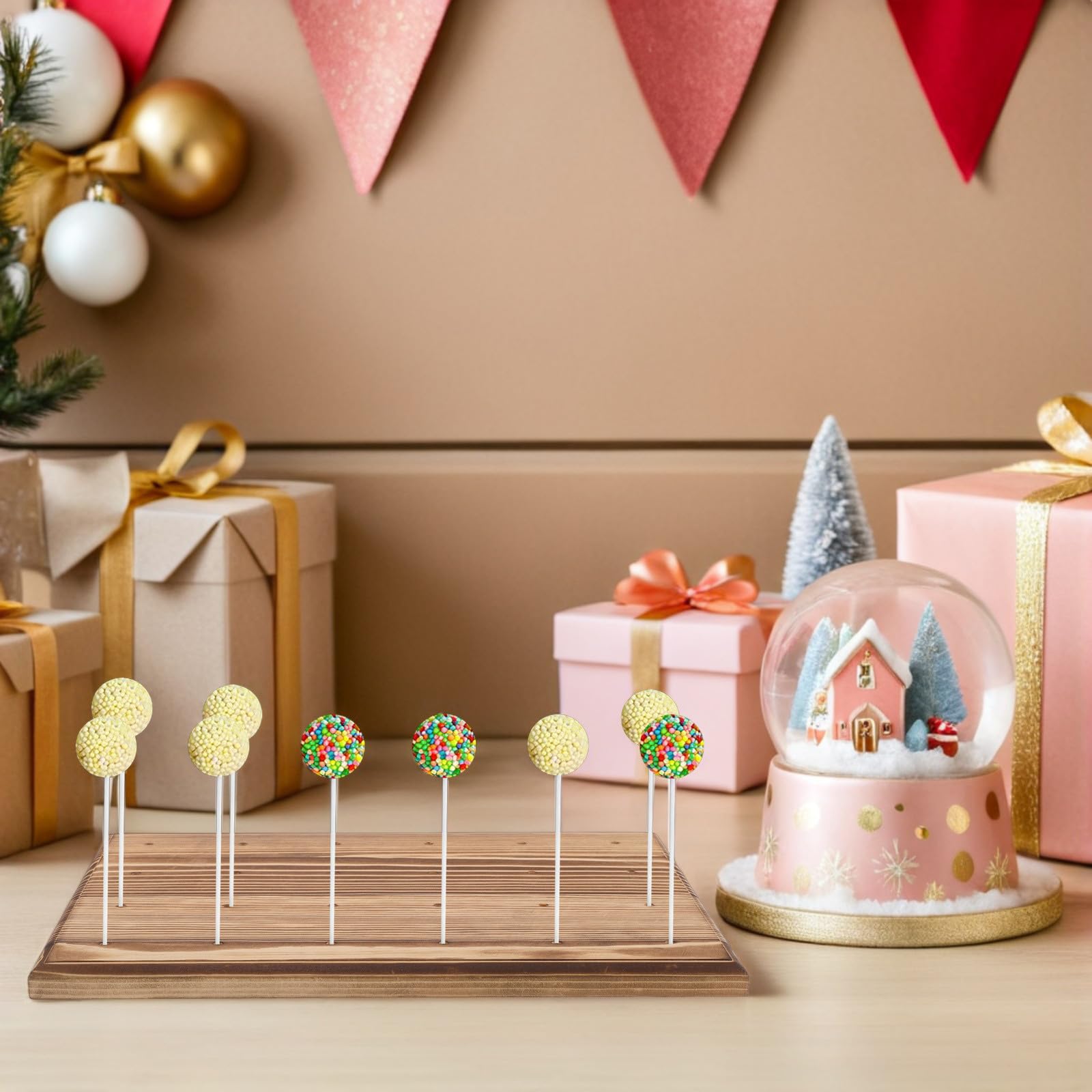 Holz Cake Pop Ständer mit 24 Löchern und 100 Stielen Natürlicher und Eleganter Dessertständer für Hochzeiten und Feiern Einfache Reinigung und Erweiterte Kapazität