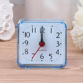 Square Alarm Clock Compact Increase Snooze Clock Accessories Home Office Wake-up Supplies Silent Clock Mechanism with Hook