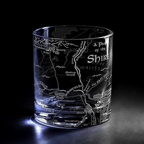 Miniatura 27 de MAPA DE LA TIERRA MEDIA Grabado en vidrio Whiskey Rocks de 10.5oz | Tierra Media Tolkien Magos Elfos Orcos Enanos Mitología de fantasía | Diseños