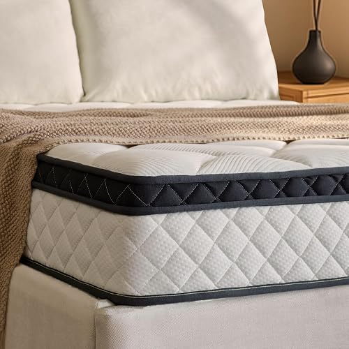 10 Inch Twin Mattress in a Box, Cloud Soft Hybrid Mattress with Heavy Duty Springs & High Density Foam, Edge Support & Spine Alignment, CertiPUR-US Certified