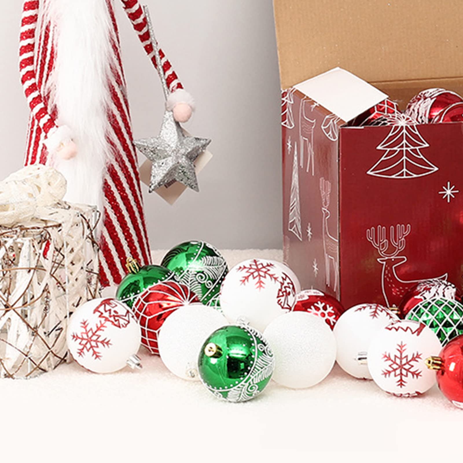 Coffret de Couleurs de Boules de Noël Peintes, 36 Pièces, Décor à Suspendre pour Arbre de Noël, Boules de Noël, Décoration d'arbre de Noël, Boules Suspendues Incassables pour