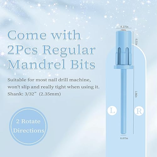 Miniatura 2 de BQAN 2 brocas de mandril para uñas, parte superior de cristal, fáciles de quitar, para bandas de lijado, adecuadas para uñas acrílicas, manicura de