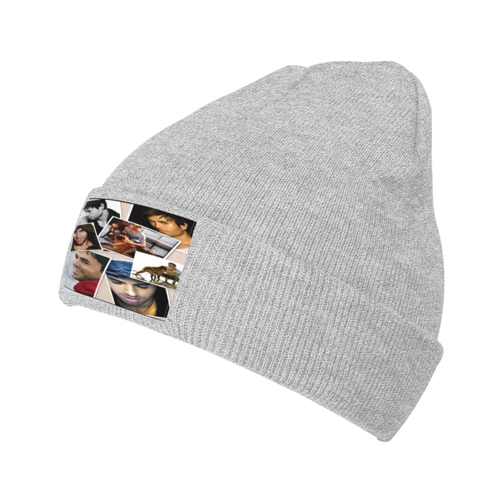 VBFREFDSOP Enrique Music Iglesias Knit Cap Winter Warm Acrylic Hats Soft Hat for Women Men Black