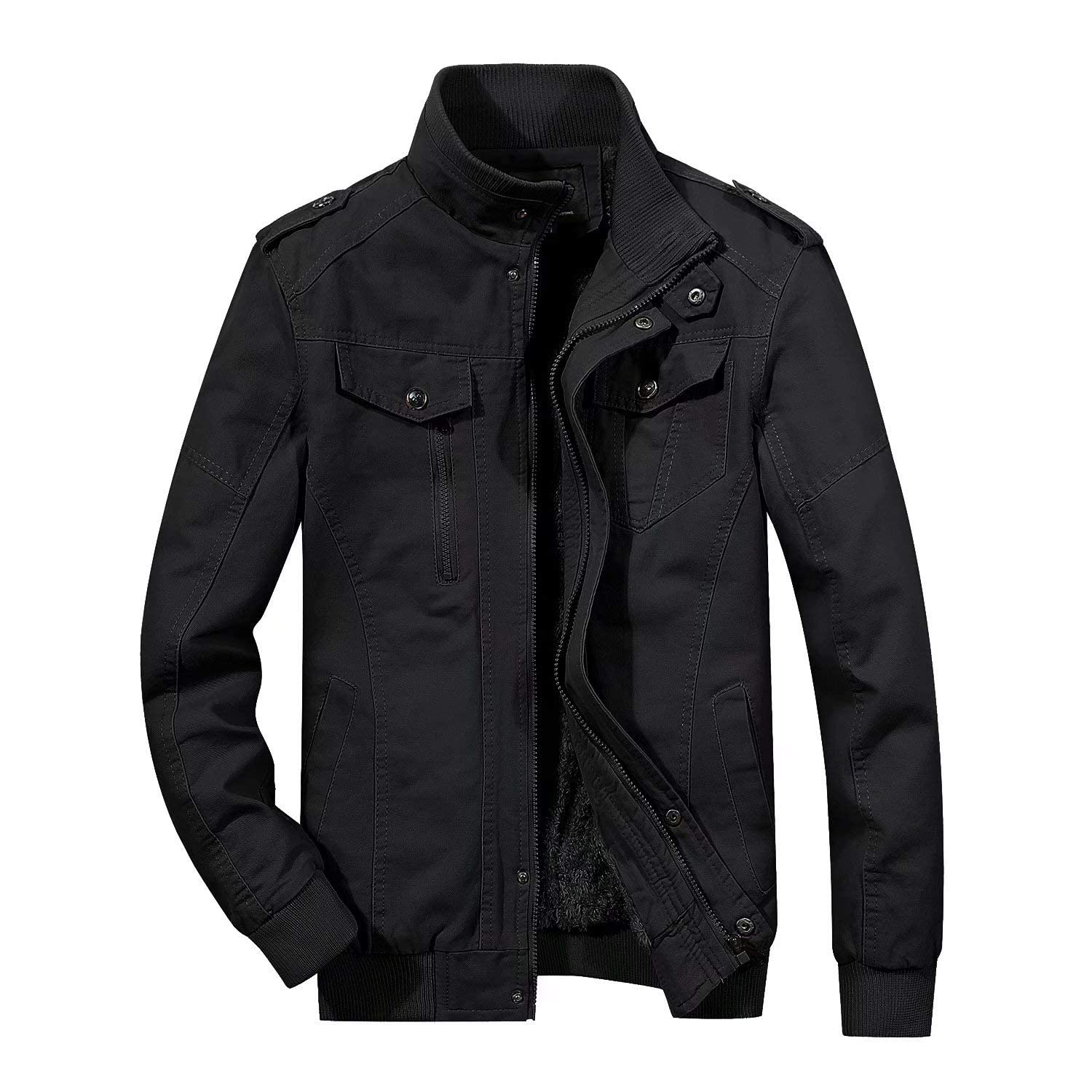 MAGCOMSEN Giacca invernale da uomo in pile caldo giacca bomber militare da lavoro casual giacca a vento cappotto con tasche multiple