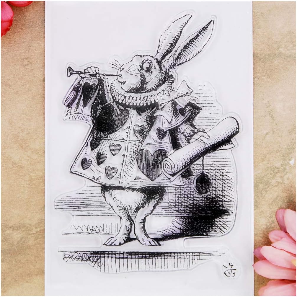 KWELLAM Bunny Rabbit Heart Happy Easter Clear Stamps for Card Making Decoration and DIY Scrapbooking