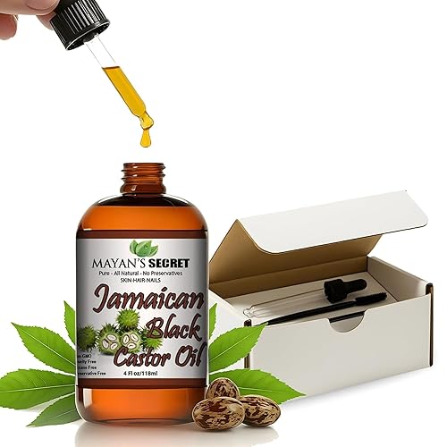 Mayan's Secret - Aceite de semilla de ricino negro jamaicano 4 onzas - 100% puro y orgánico Aceite de ricino negro jamaicano para el crecimiento