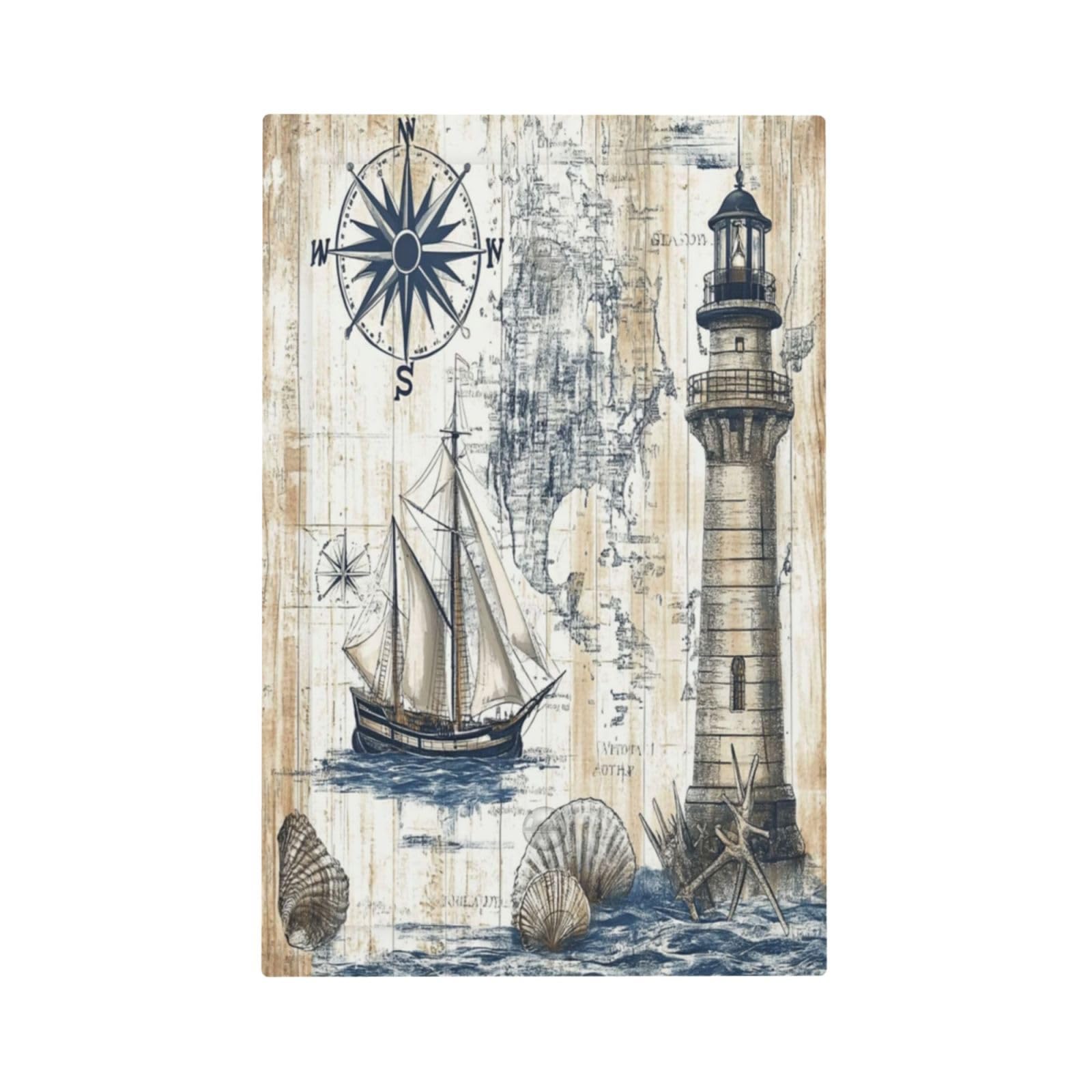 Decorative Switch Plate Cover with Vintage Nautical Compass Lighthouse Ship Design 1 Gang No Device Single Blank Outlet Covers Wall Plate Light Switch Covers for Beach House Bedroom Decor-image-44