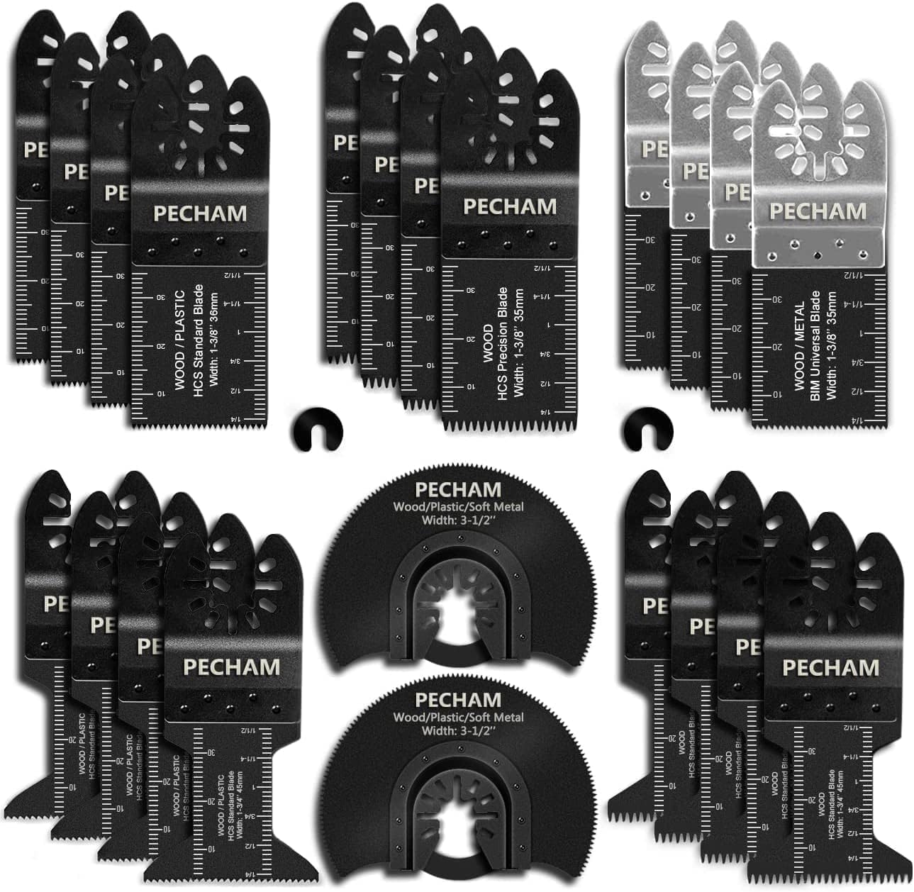 PECHAM 24PCS Universal Wood Metal Oscillating Multitool Quick Release