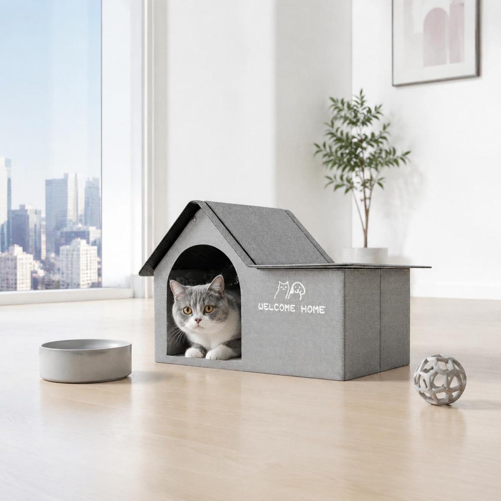 Gralara Niche Chat Rafraîchissante Effet Climatisé Igloo Chat Froid Fraîcheur Longue Durée Accessoire Accessoire pour Animaux pour Canicule, Grand