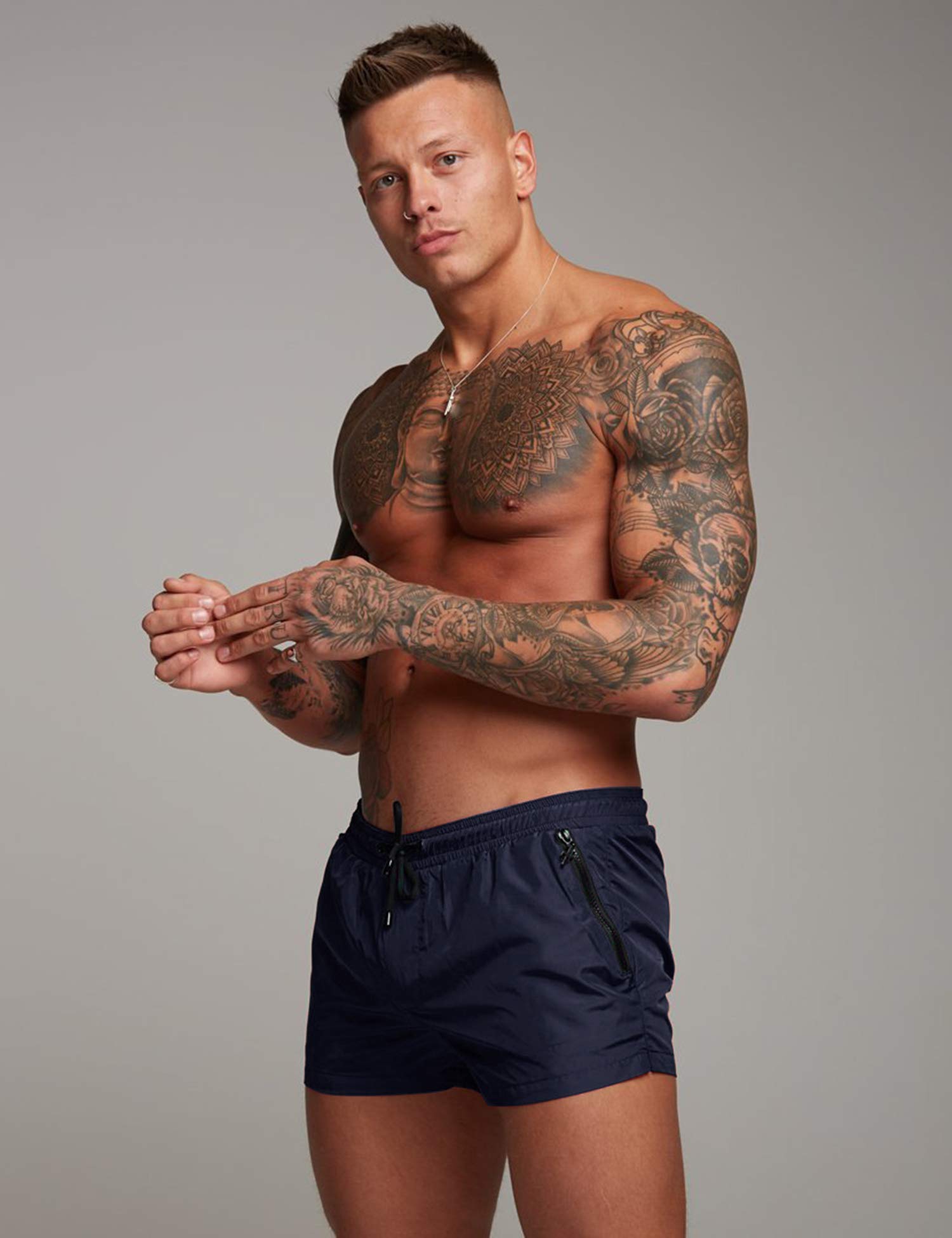 COOFANDY Short de bain pour homme, taille de S à XXL, bleu marine, Small
