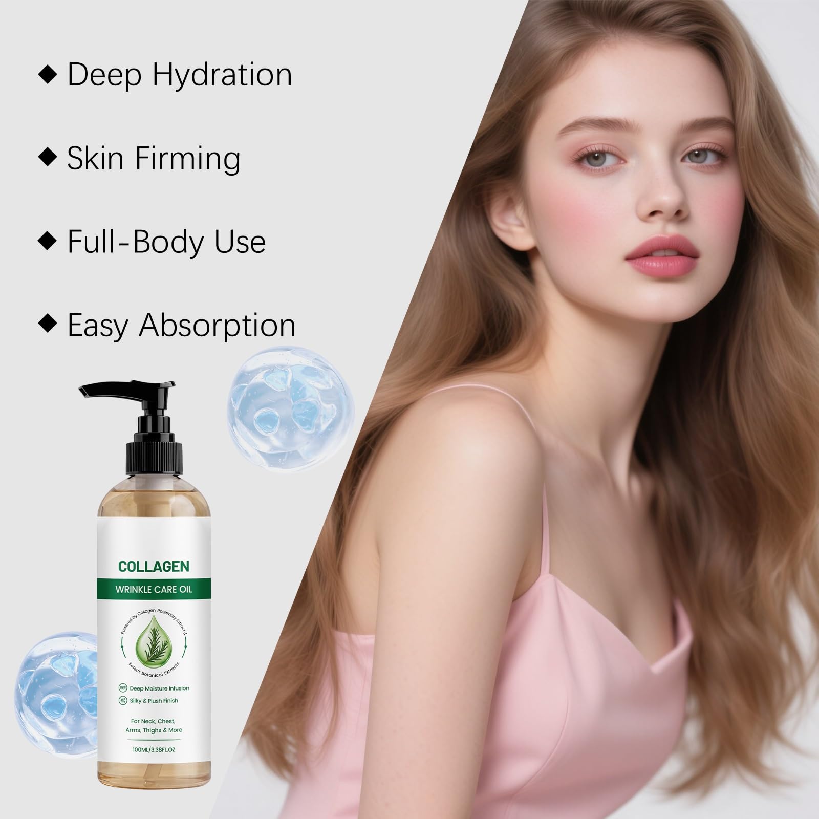 Olio di collagene lifting per il corpo, olio di collagene idratante per il corpo dopo la doccia, oli di collagene rassodante per il corpo, oli lifting rassodanti con idratante anti-invecchiamento, 100