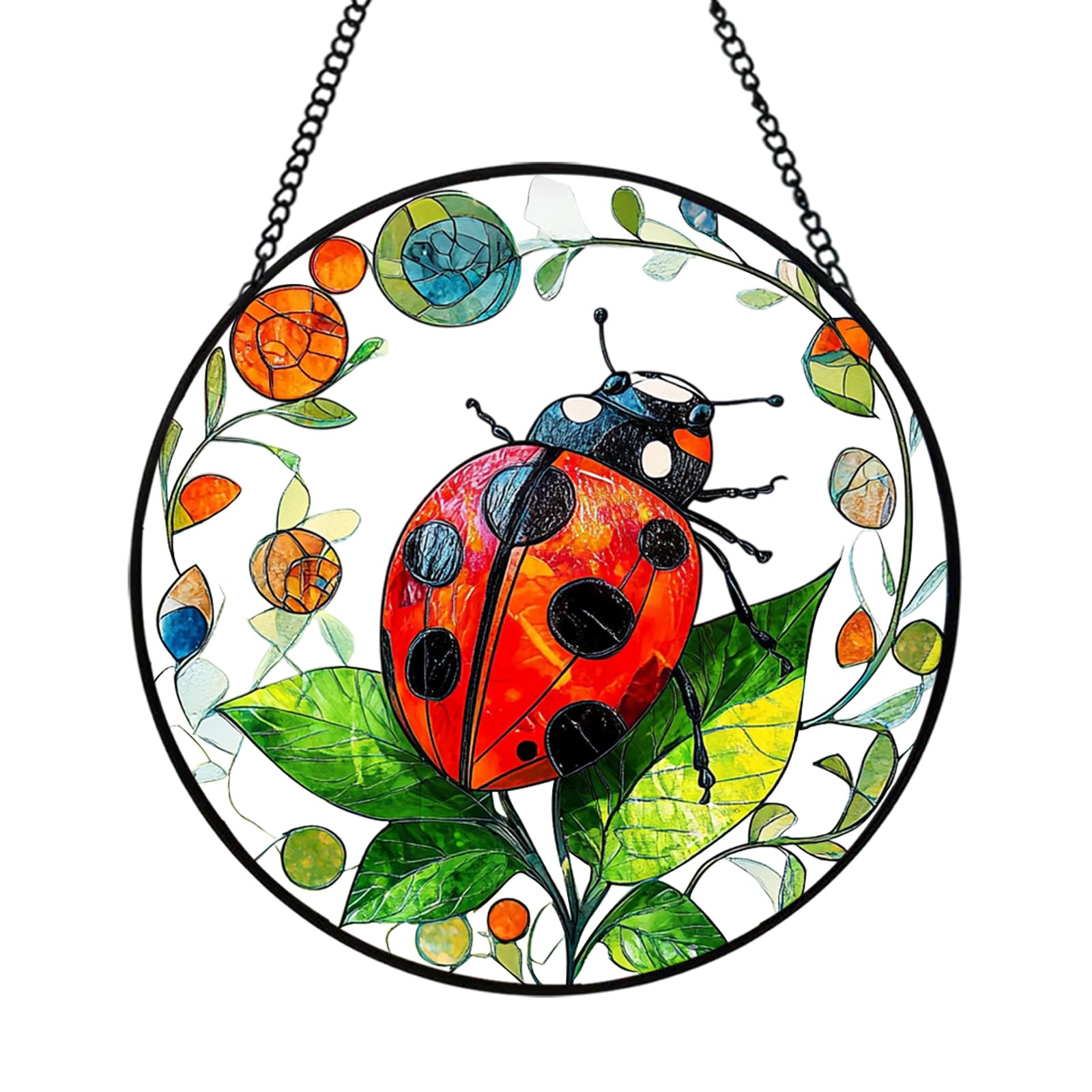 Attrape-soleil coccinelle en verre teinté pour la décoration de fenêtre