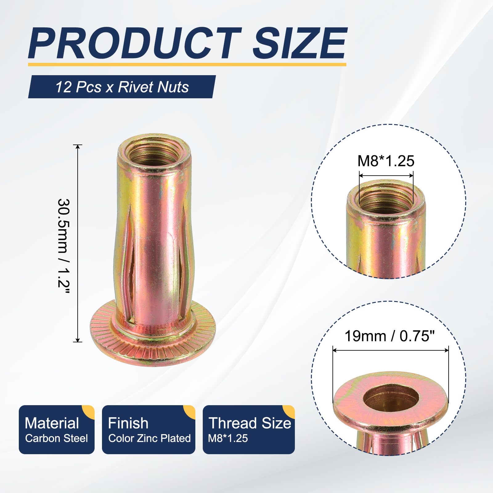 PATIKIL 12 Pcs Multi-Grip Rivet Nuts - Image 2