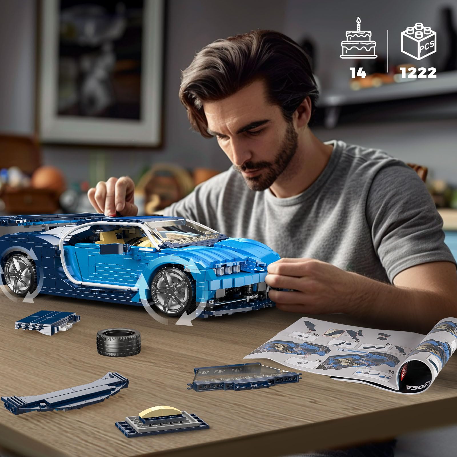 Mould King 10111 Hypersport zestaw klocków do budowy samochodu sportowego dla fanów budowy supersamochodów (1222 części)