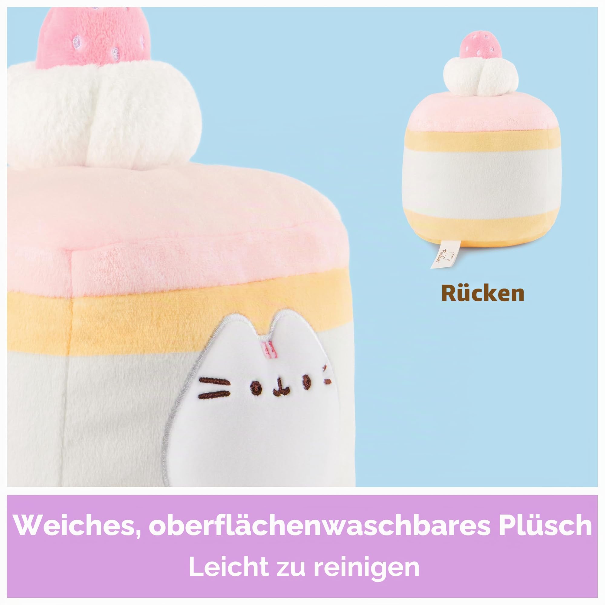 GUND Pusheen Erdbeere Biskuitkuchen Plüsch Squishy Spielzeug Sammlerstück Plüschtier Dessert Plüsch Katze Stofftier ab 8 Jahren Rosa 6 Zoll