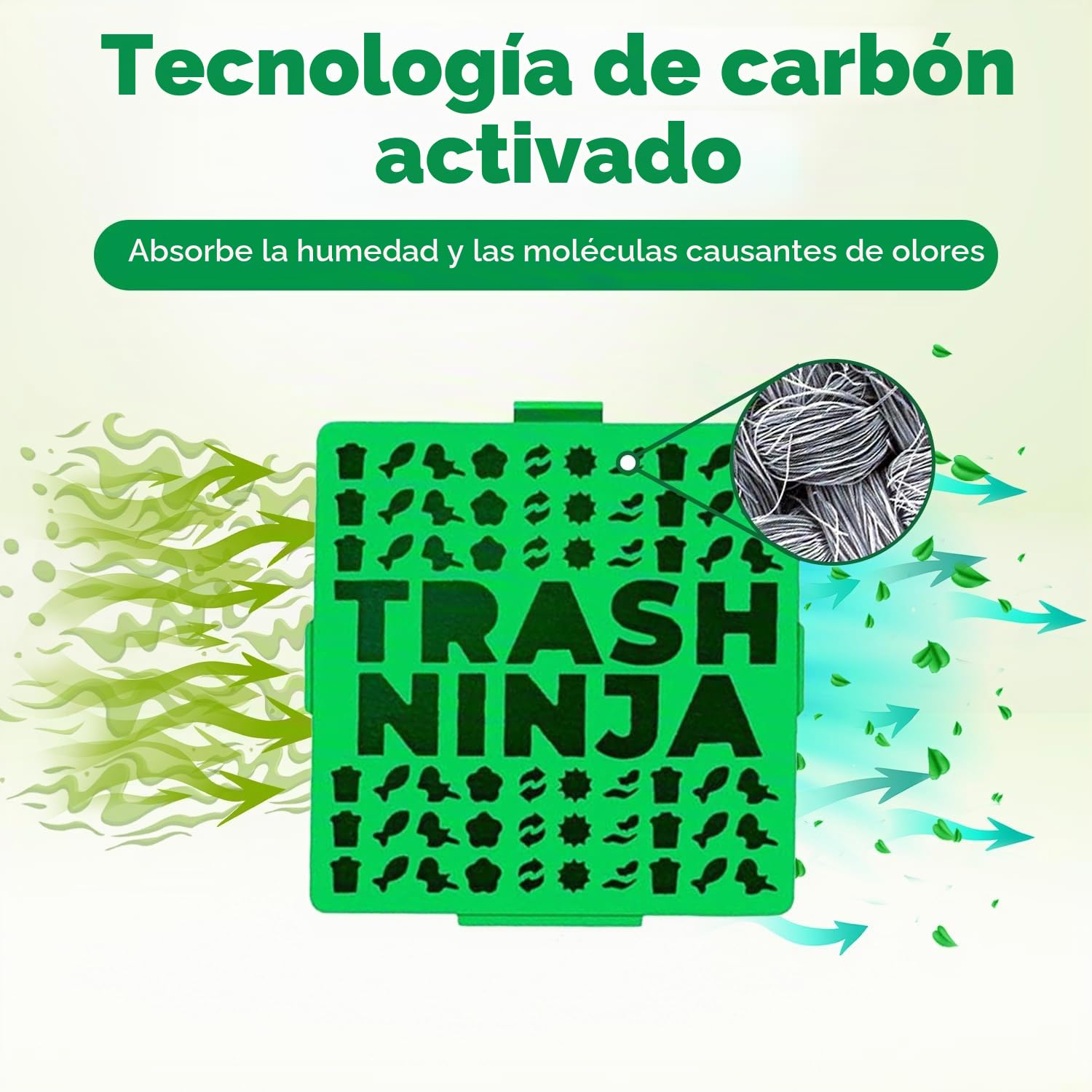 Ambientador y Eliminador de Olores (Pack de 2), Fabricado con Carbón Activado, Para Contenedores de hasta 30 Litros, Ambientador y Desodorante para Controlar el Olor del Contenedor