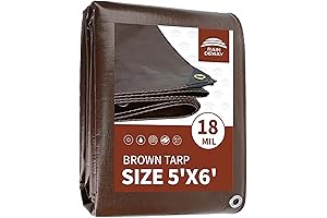 5x6 Feet Super Heavy Duty 18 Mil Brown Poly Tarp Cover