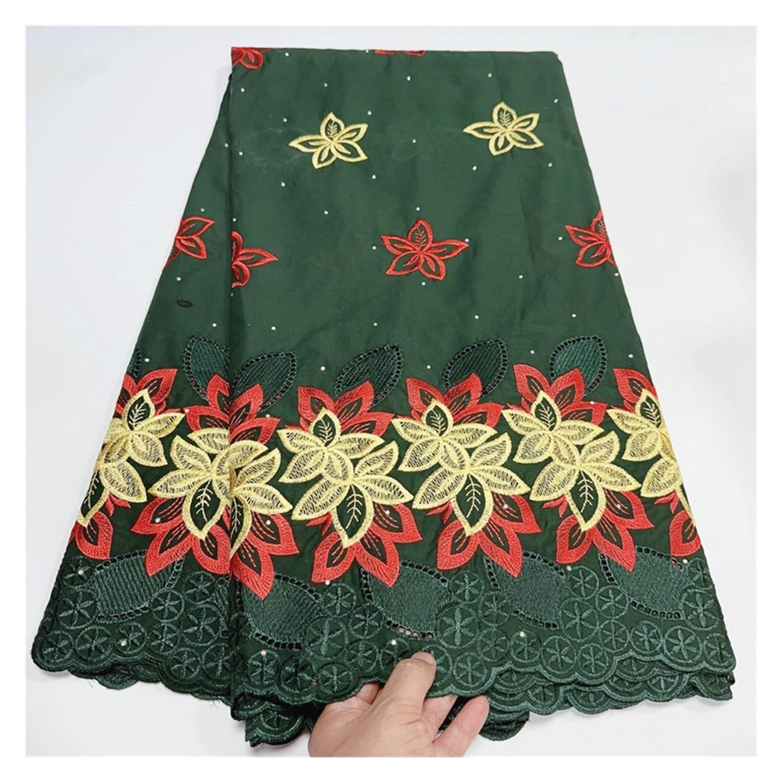 Tessuto Di Cotone Ricamato Tessuto da 5 yard Ultimo ricamo in rilievo pesante 100% pizzo voile di cotone stile popolare for la festa nuziale(Same as picture-03)