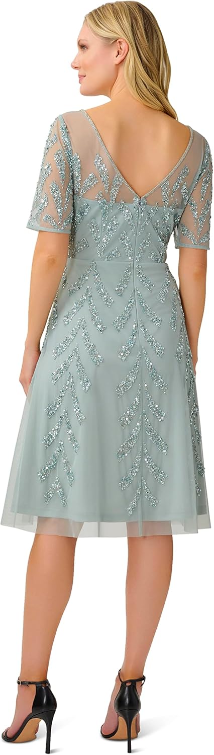 Adrianna Papell Womens Beaded Midi Dress - Image 2