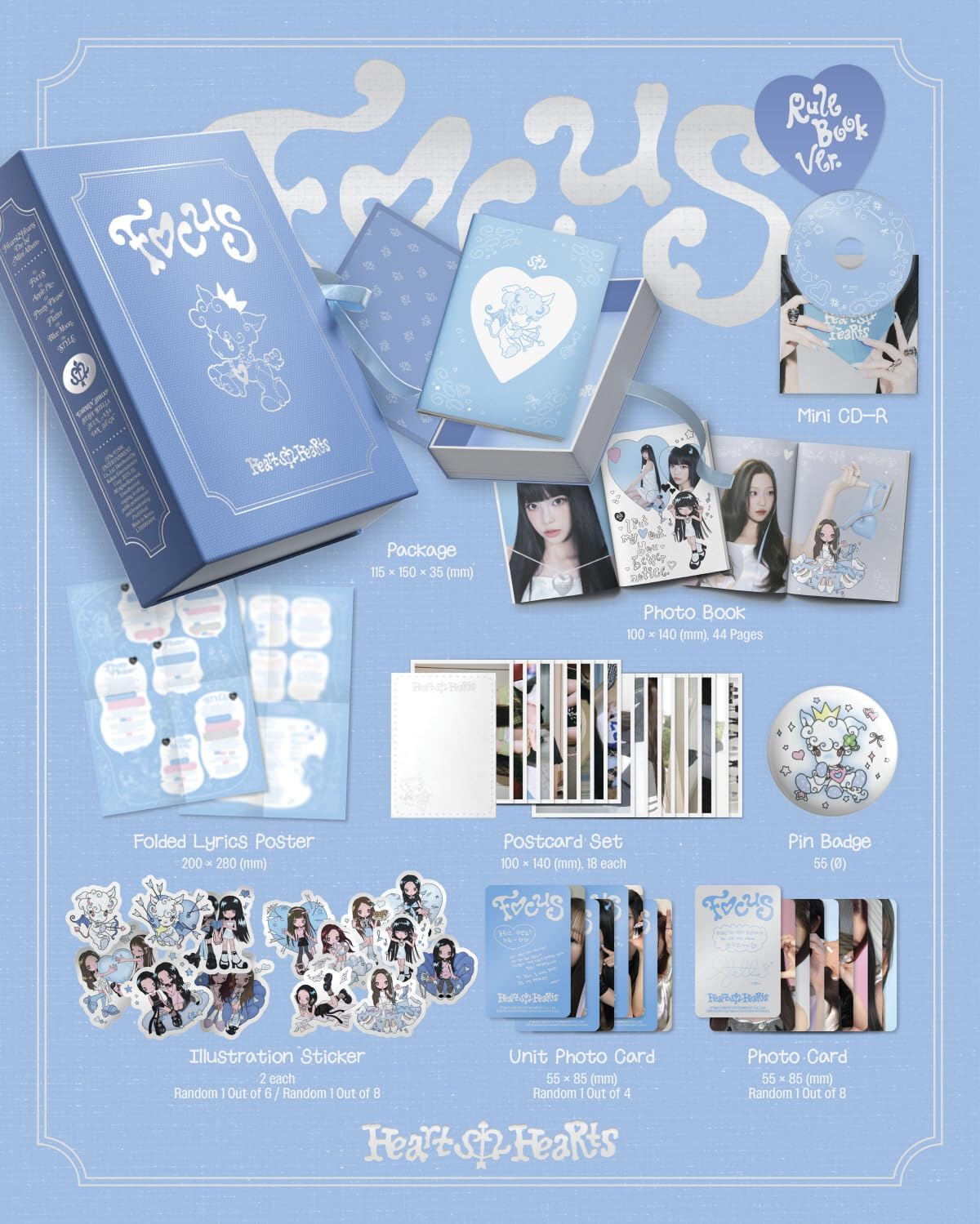 Amazon.com: Hearts2Hearts FOCUS 1st Mini Album (Rule Book Ver
