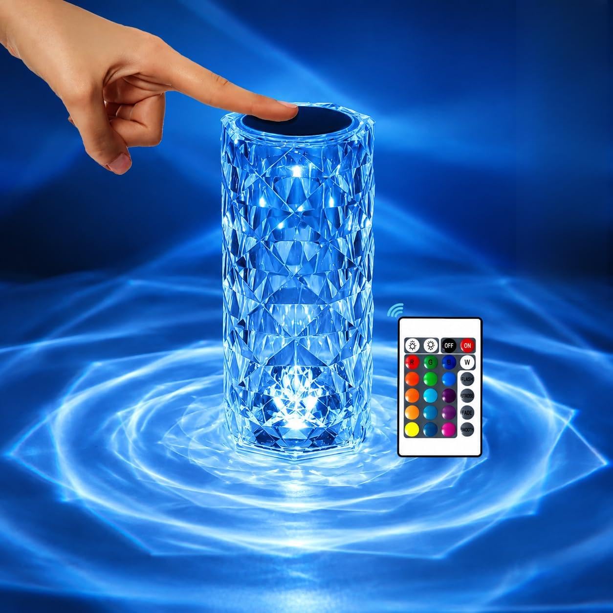 One94Store Crystal Lamp, 16 Color Changing Rose Diamond Table Lamp, USB Rechargeable Touch Night Lamp with Remote Control for Bedroom, Living Room, Party Decor (Multicolor Pack of 1) LED-image-39