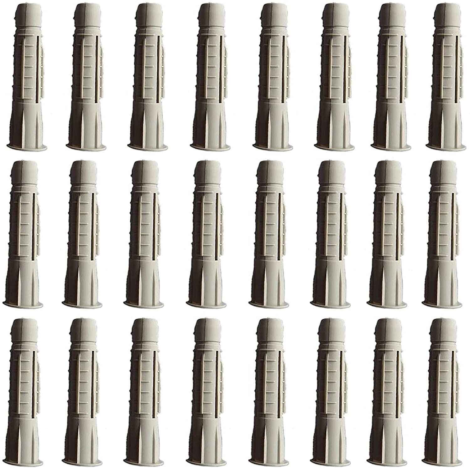 M10 x 60mm Ti Ultra Tough Nylon Wall Plugs Anti-Rotation fins Prevent Spinning in The Hole. Pack of 24. Heavy Duty Plastic Wall Plug Fixings for Brick Concrete Stone - Building Hardware