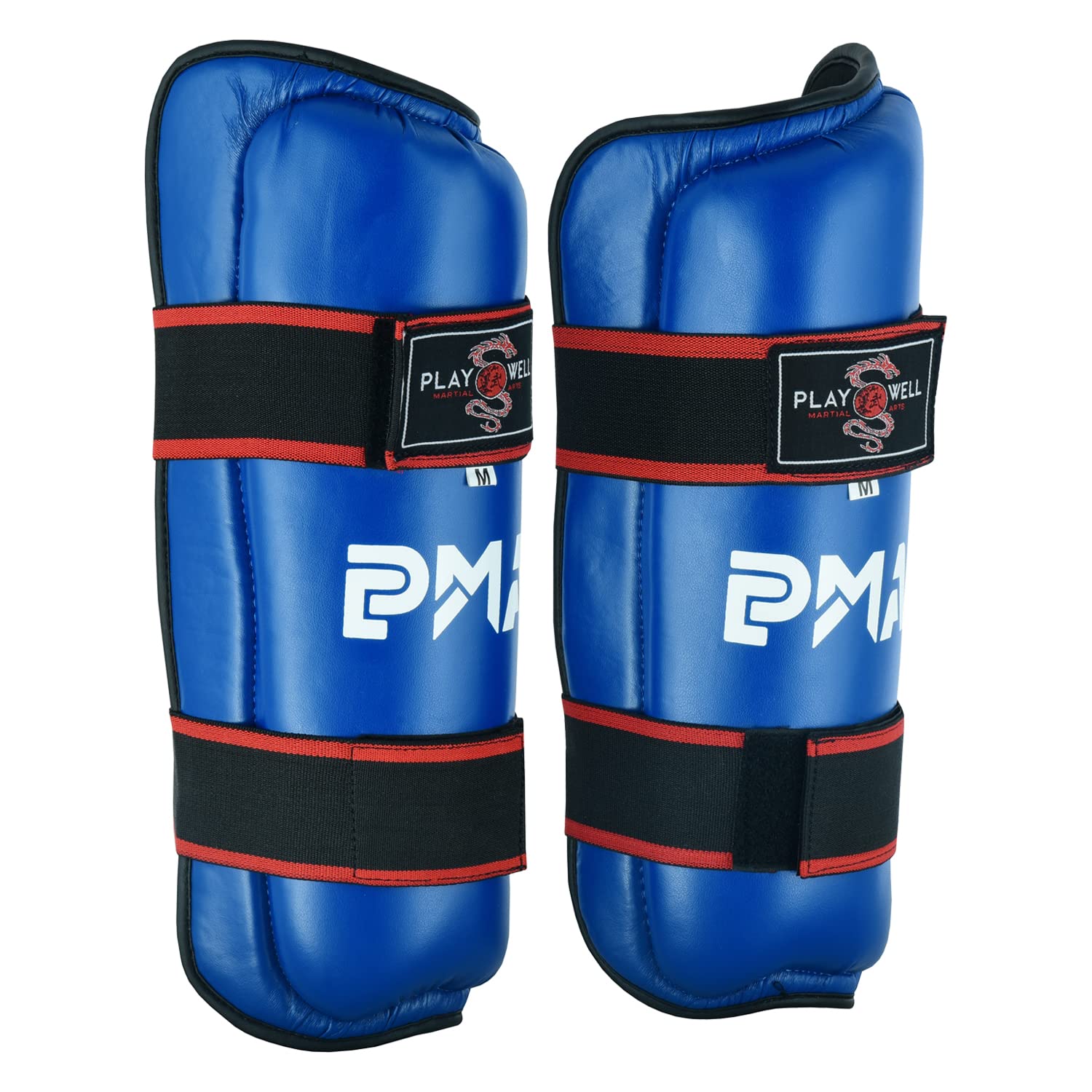 Playwell Elite Schienbeinschoner für Kickboxen (Karate, Kung Fu, TKD), Blau