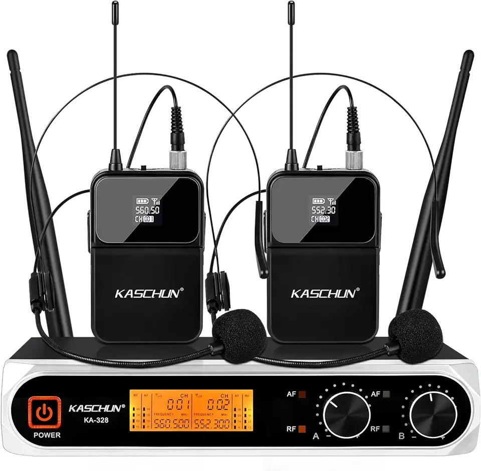 Sistema de microfone sem fio, conjunto profissional de microfones dinâmicos sem fio, microfone de lapela sem fio, alcance de 60 metros, adequado para DJ, igreja, karaokê, casa e KTV