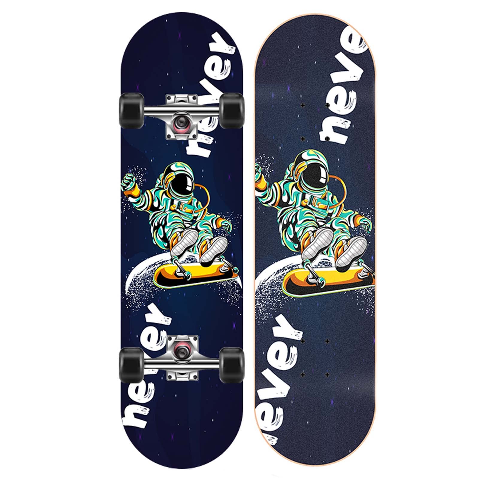 31 Complete Pro Skateboard for Girls and Boys 7-Layer Natural Maple Double Kick Concave for Kids Teens Adults