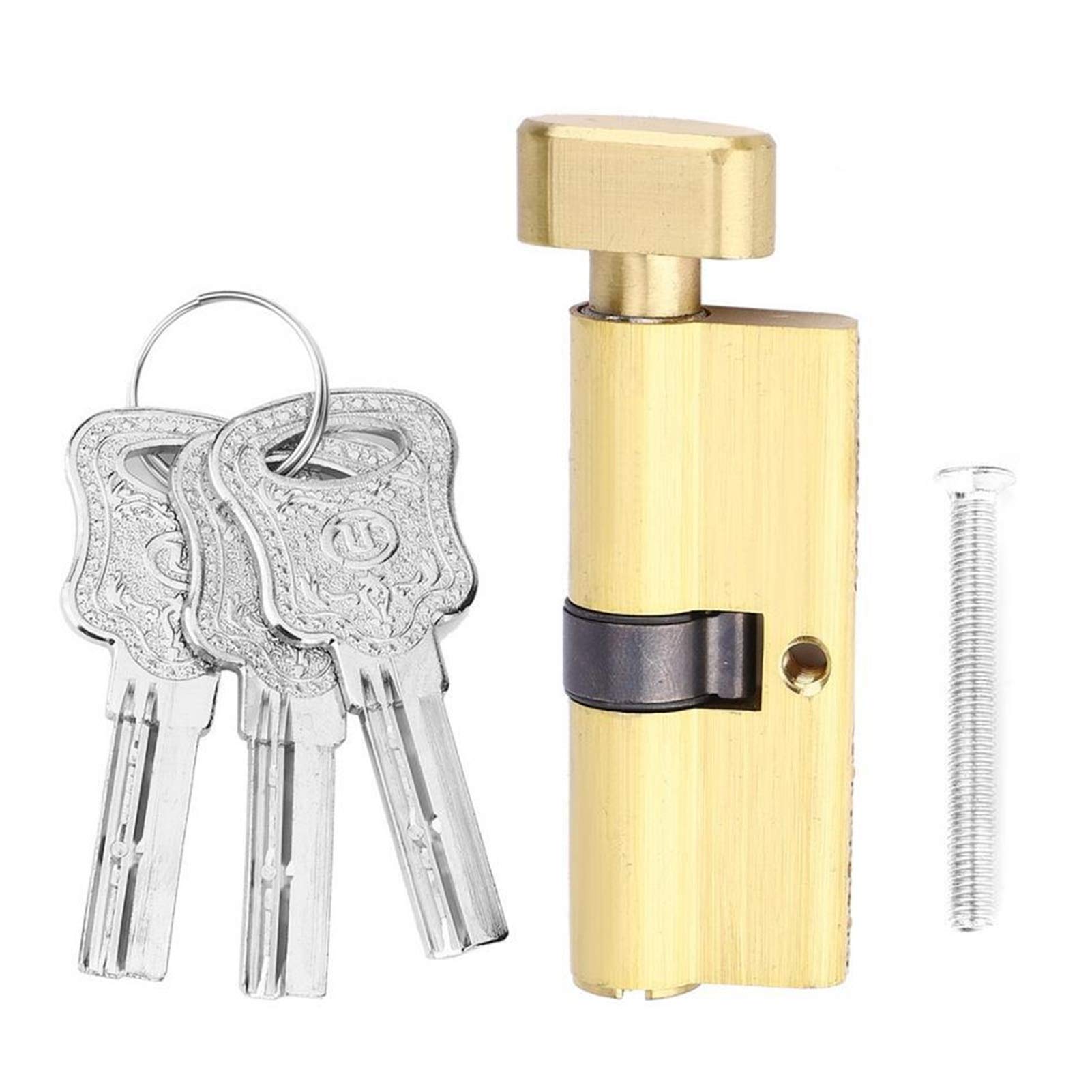 OIFAODAO Lock Cylinder, Copper Door 3 Keys Home Security Anti-Theft Indoor Bedroom Entrance Barrel Lock