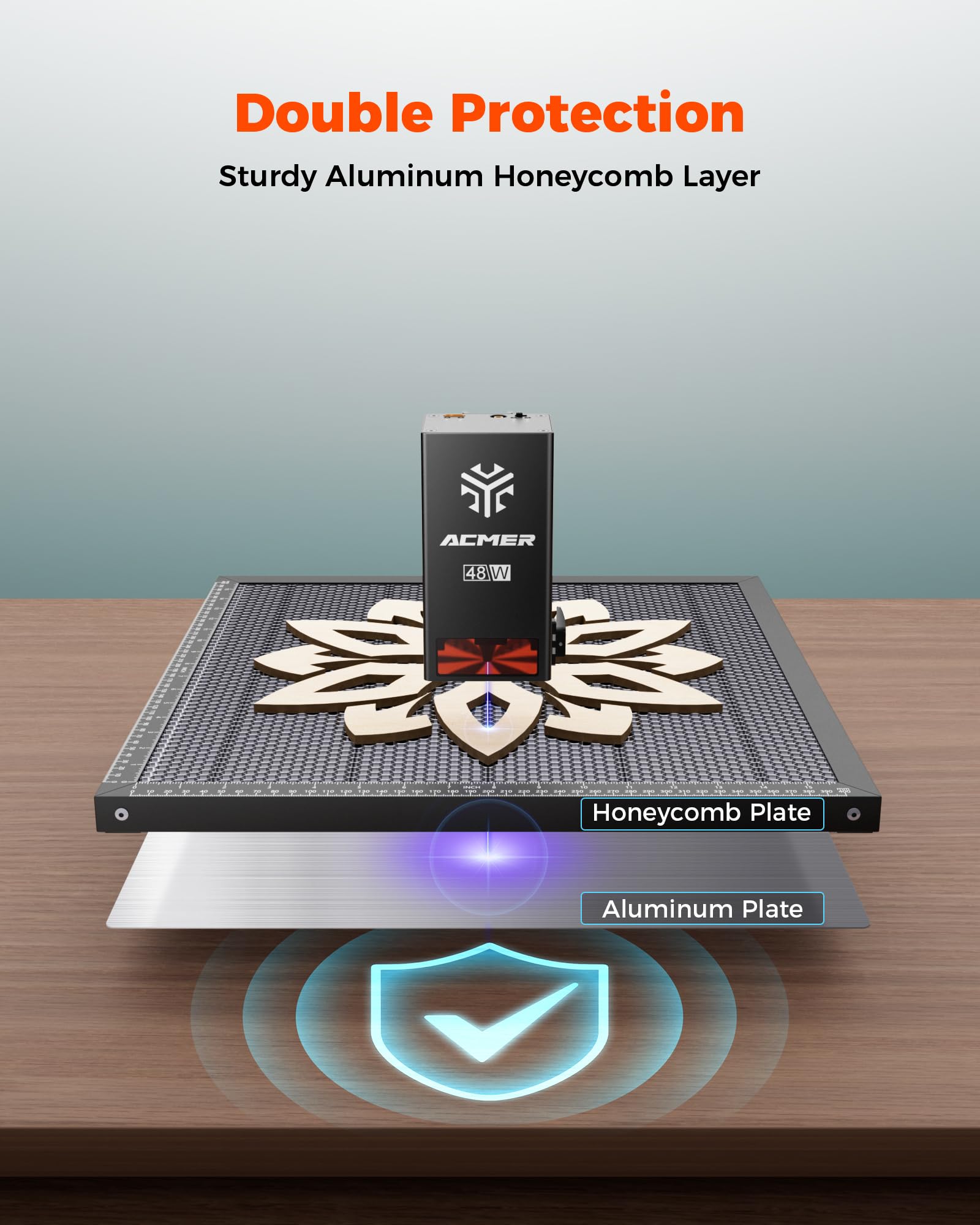 Acmer Honeycomb stół o strukturze plastra miodu 400 x 400 mm, do maszyny do grawerowania laserowego, ochrona biurka, stół roboczy z płytą aluminiową, kompatybilny z różnymi maszynami do grawerowania