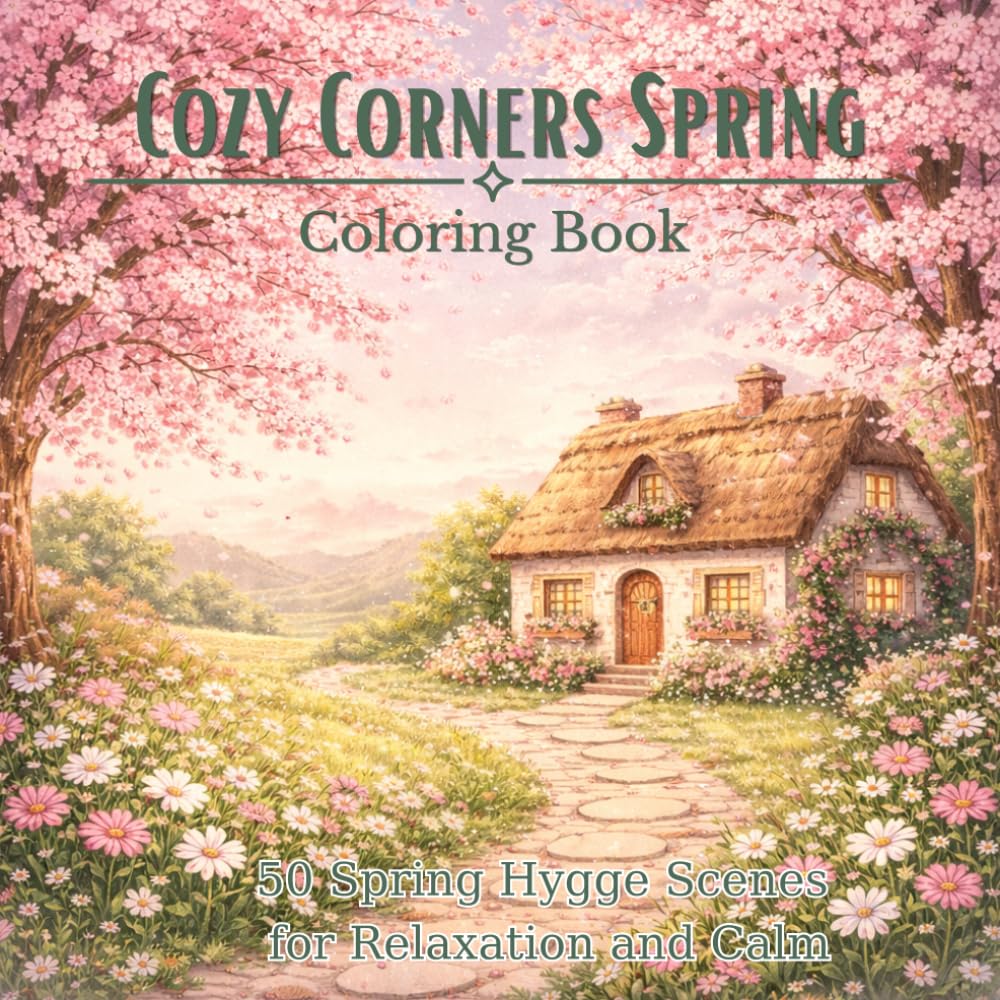 Cozy Corners Spring Coloring Book: 50 Spring Hygge Scenes for Relaxation and Calm (Cozy Corners Coloring Collection)