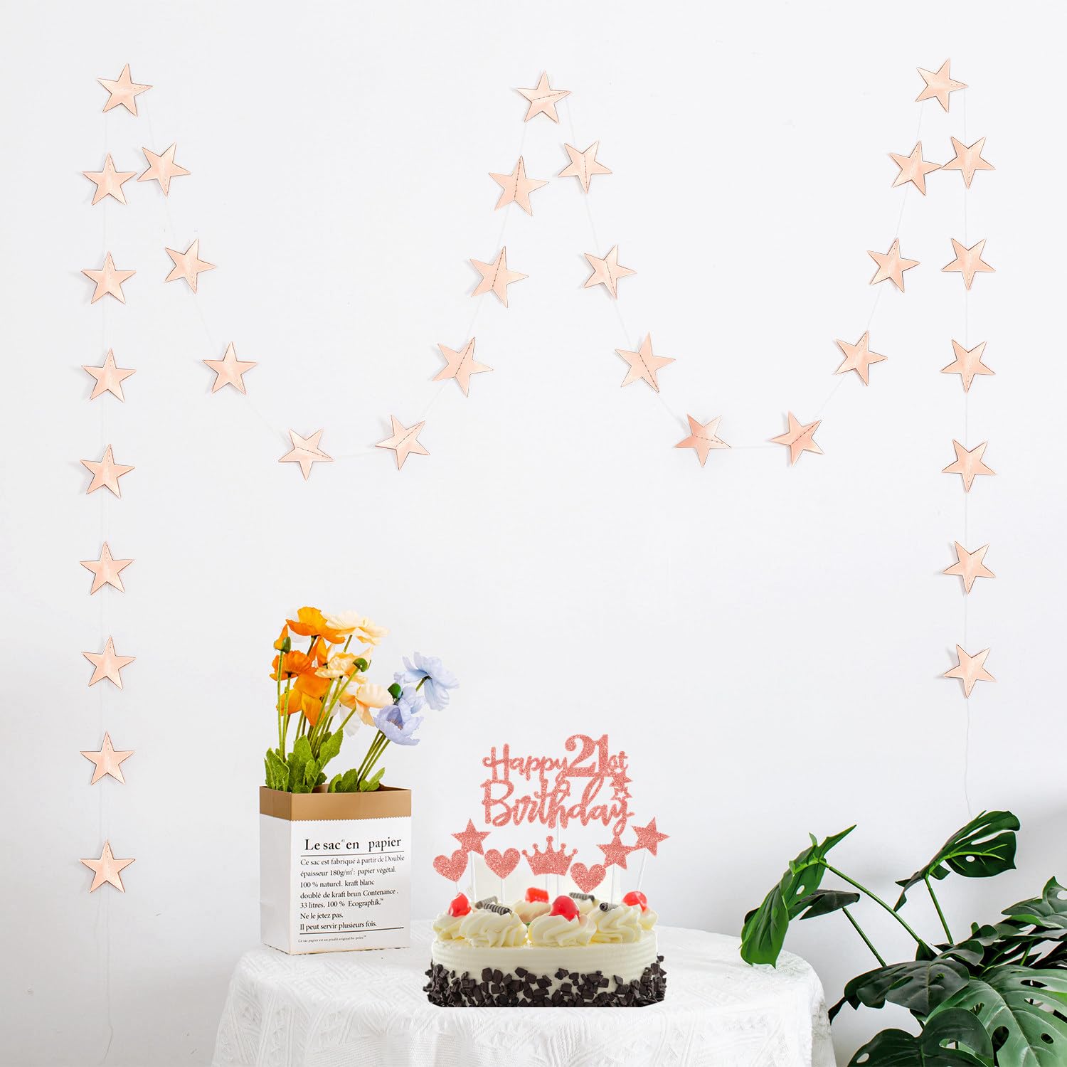 Set Decorazione Compleanno 21 Anni Oro Rosa | Palloncini E Ghirlande Per Festa Ragazza | Kit Completo Con Numero 21 E Coriandoli