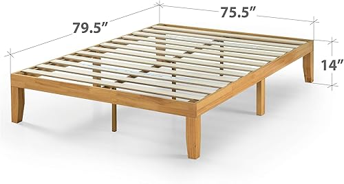 Miniatura 74 de ZINUS Alexia - Base de cama con plataforma de madera, base de madera maciza, no necesita somier, soporte de listones de madera, fácil montaje, pino