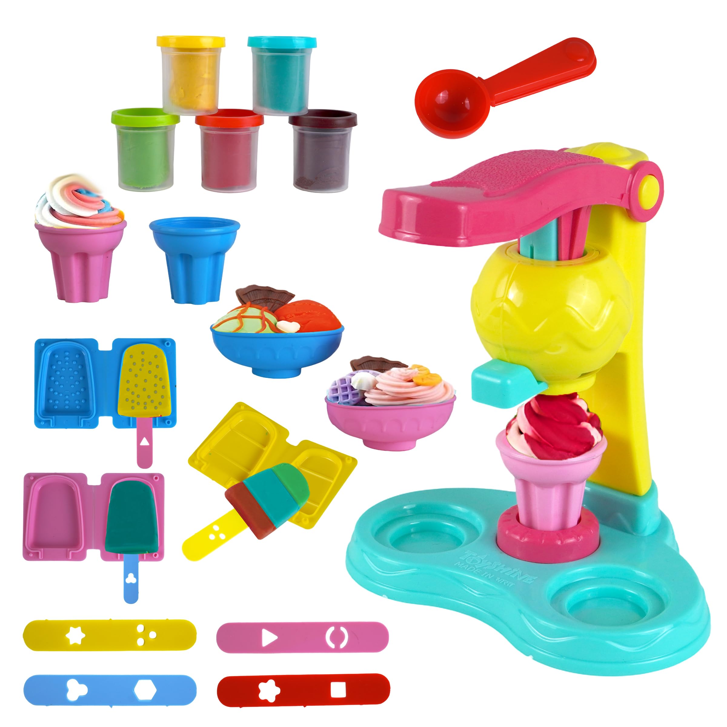 DIY Ice Cream Clay Play Set Make Your Favorite Desserts with Non Toxic Real Clay & Vending Machine Colorful Fun Pretend Play Activity Toys for Kids 3+
