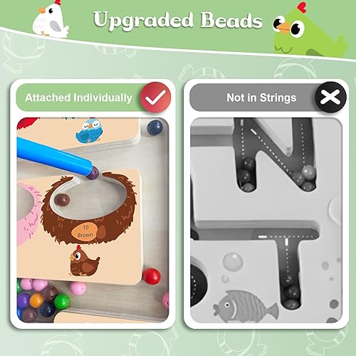 Miniatura 5 de Laberinto magnético 2 en 1 de color y número Juguetes Montessori para más de 3 años de edad de doble cara magnético del alfabeto tablero de