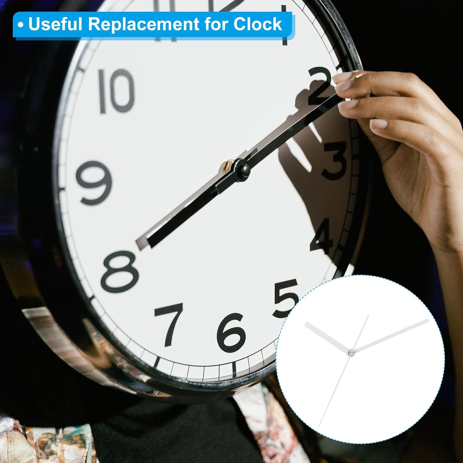 PATIKIL Replacement Clock Hands Kit, 12 Set Replacement Clock Hands Kits Clock Mechanism Movement Aluminum Wall Clock Hands Parts Replacement for Wall Clock Repair DIY, White, A04