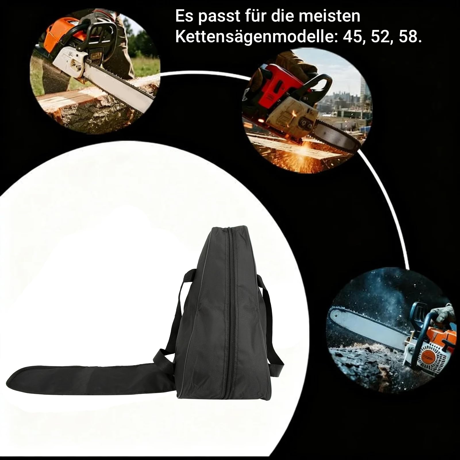 Borsa per Motosega, Custodia per Motosega Portatile Nera Impermeabile in Tessuto Oxford, Borsa per il Trasporto di Motosega Universale a Protezione Totale per Boscaiolo