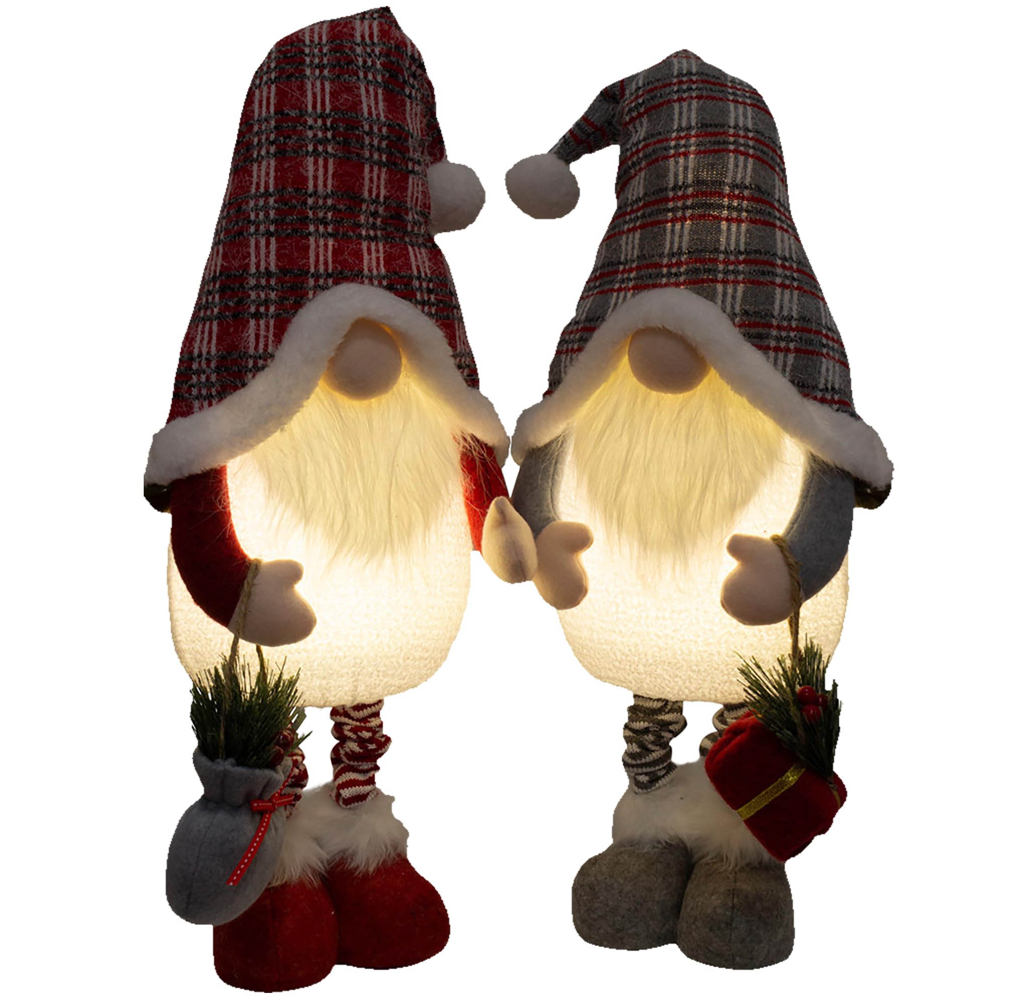 Brandsseller Weihnachtswichtel 55 cm mit LED – Skandinavische Figuren, detailreiche GNOME als dekorative Winterdeko für Tisch, Fenster & Wohnzimmer, Paar