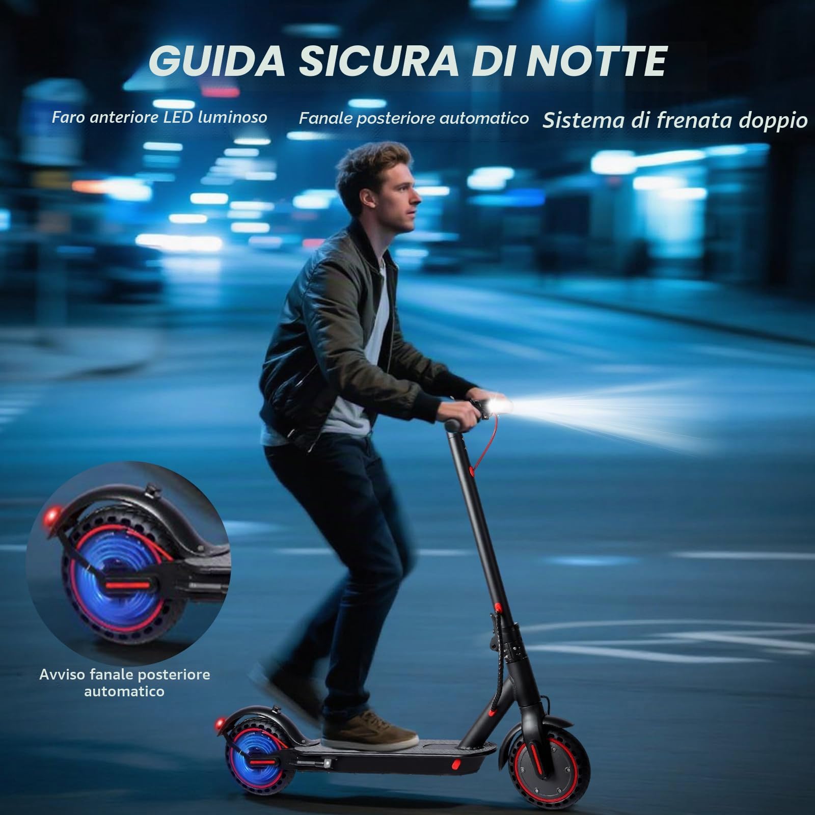 Monopattini Elettrici Adulto, Autonomia 20-30 km, Pneumatici 8.5", 3 Modalità di Velocità, Monopattino Piegevole con APP, Doppio Sistema di Frenatura, E-Scooter Rapido per Adolescenti, Motore 350W